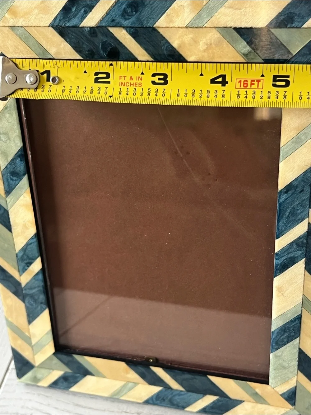 Natalini Italian Chevron Bone Inlay Picture Frame - Blue & Cream